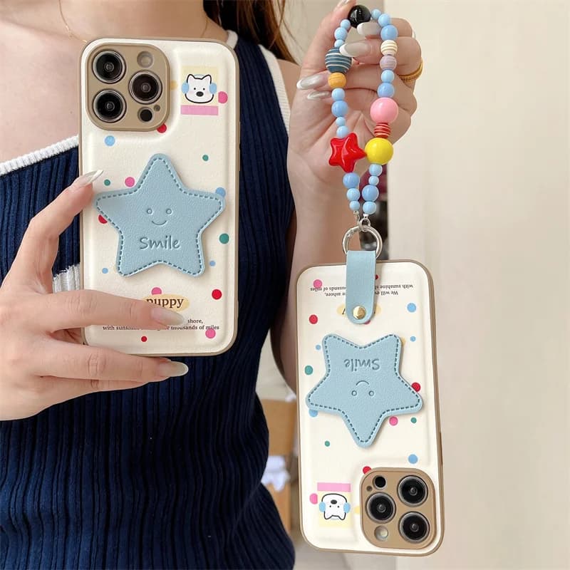 Phone case with cute colored polka dots for iPhone 16 Pro 15 14 12 13 Pro Max Cover with chain strap for 16 Promax