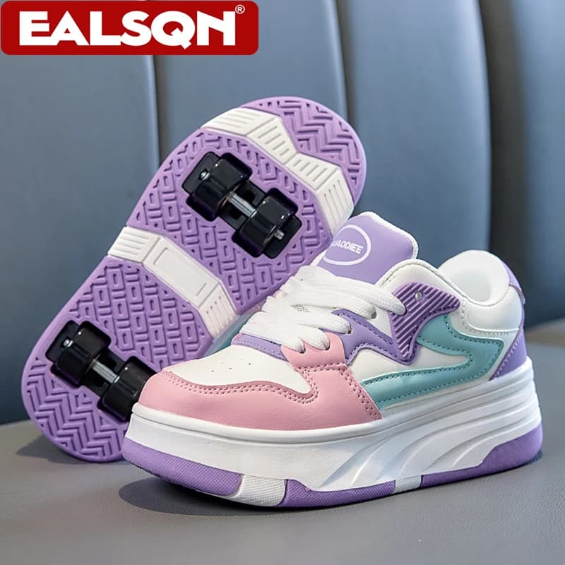 Pattini a rotelle ultraleggeri per bambini, scarpe sportive da esterno con quattro ruote rimovibili, regalo per studenti, ragazzi e ragazze