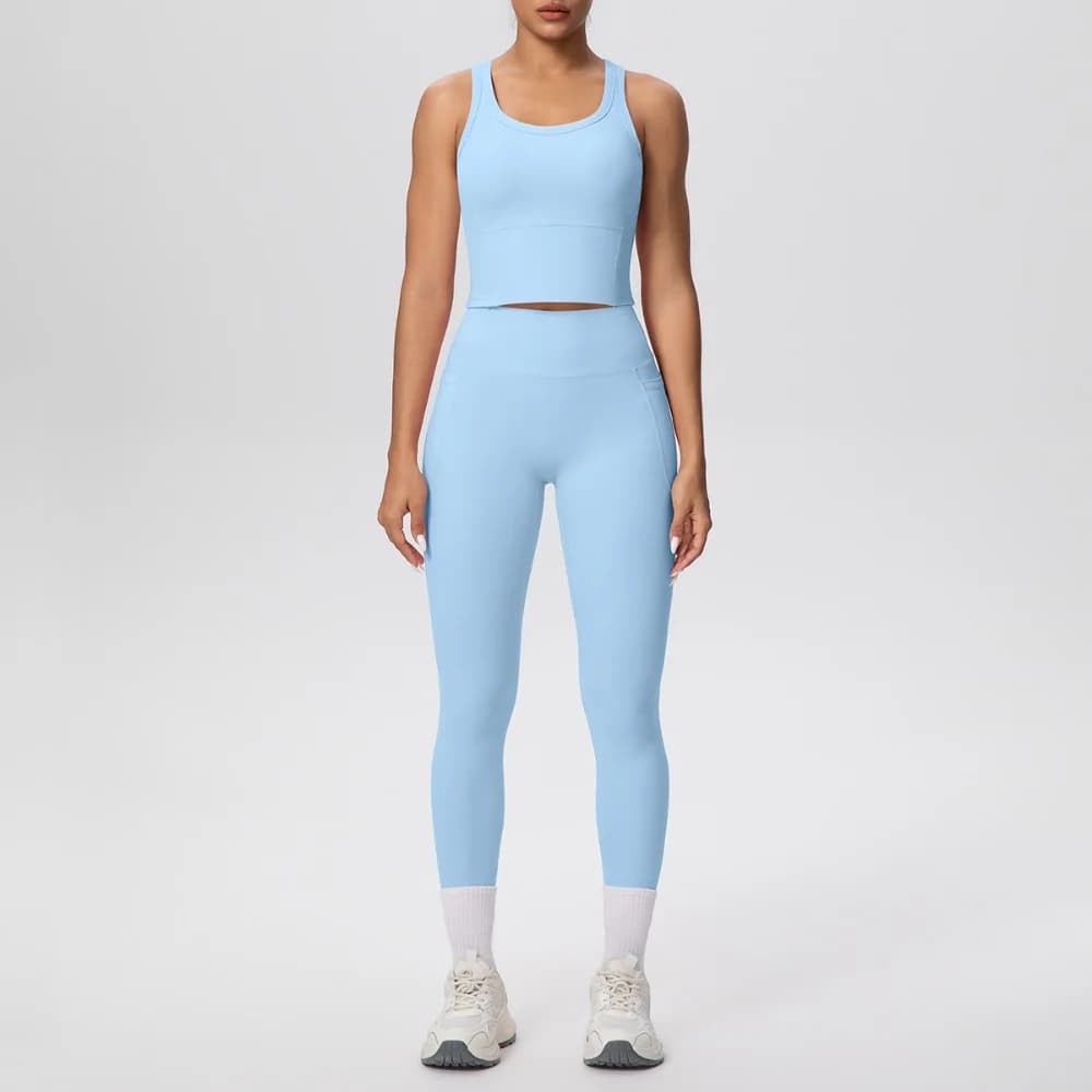 Set Yoga 2 Pieces for Women, Sporty Clothing Effetto Nudo, Complete with Gym, Push-Up Set for Fitness and Running, Sporty bra and Leggings