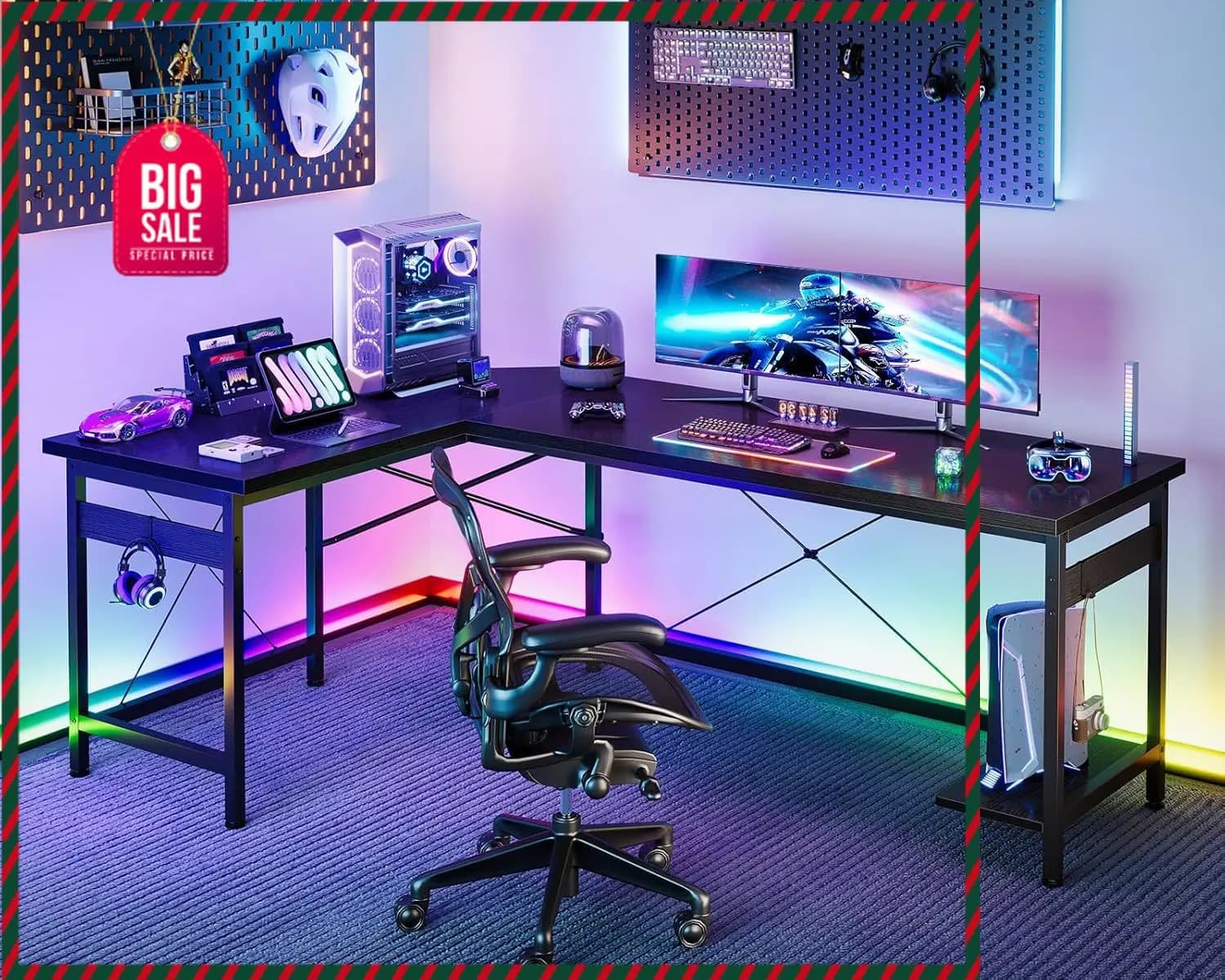 Scrivania da Gaming a L da 66 Pollici, Scrivania Angolare per Computer, Offerta a Tempo Limitato