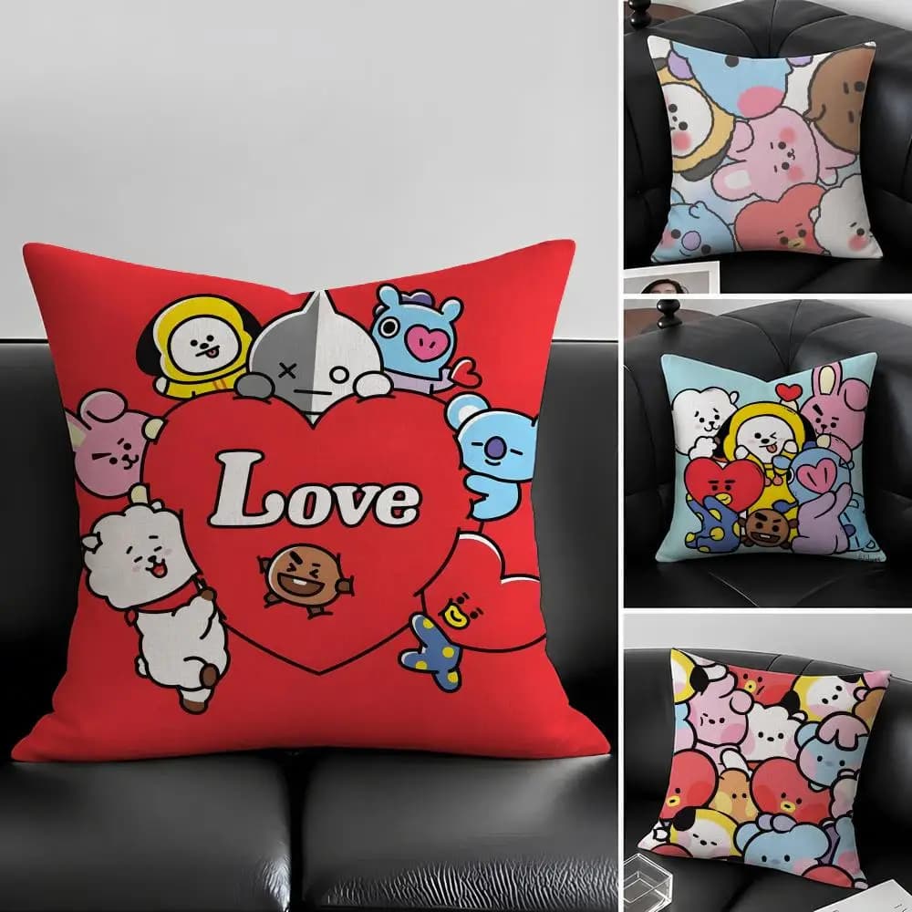 B-BT21-S Set di Federe in Lino Naturale, Decorazione Tutto-in-Uno per Divano, Camera da Letto e Sedia