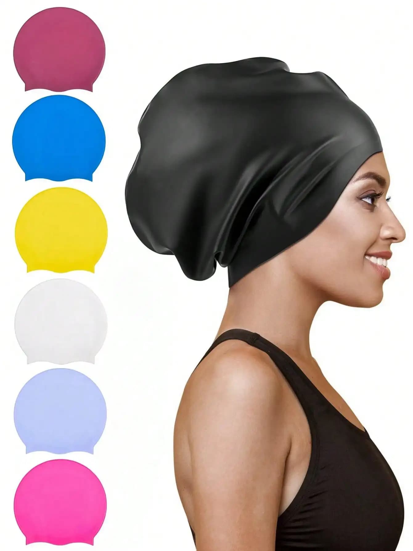 Extra Large Swim Cap for Braids and Dreadlocks, Silicone Swimming Caps for Long Hair, Weaves, Extensions, Curls & Afros, Waterpr
