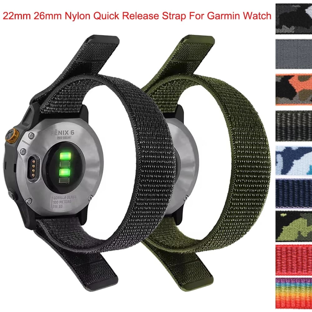 Cinturino in nylon da 26 22 mm per Garmin Fenix 8 7X 6X Pro 7 6 5X Plus/Epix Gen 2/Enduro 3/Tactix 8/instinct 3 cinturino sportivo con gancio