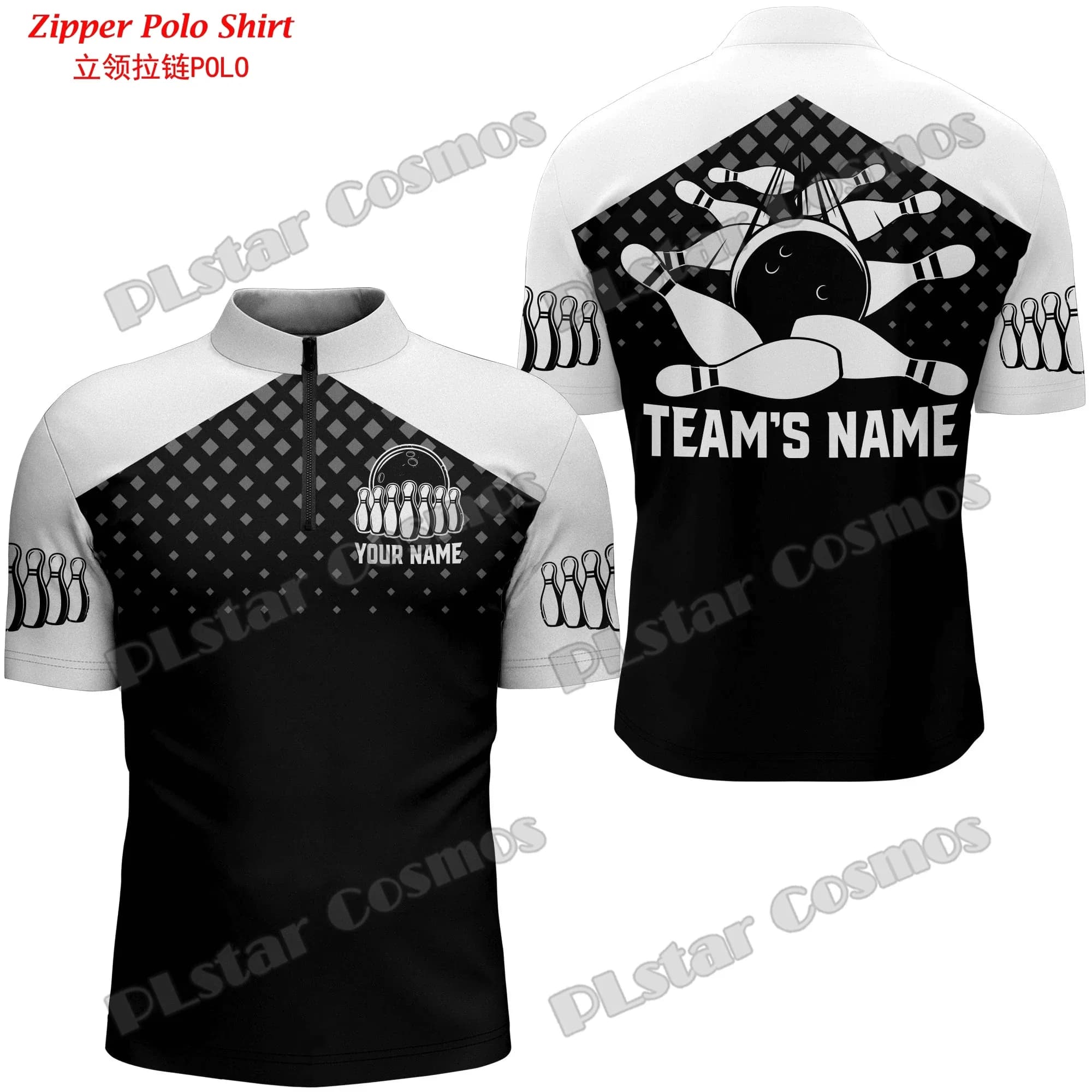 Camicia da bowling da uomo Quarter Zip Camicia da bowling personalizzata con zip stampata in 3D Camicia casual unisex estiva Regalo per gli amanti della bowling PO57