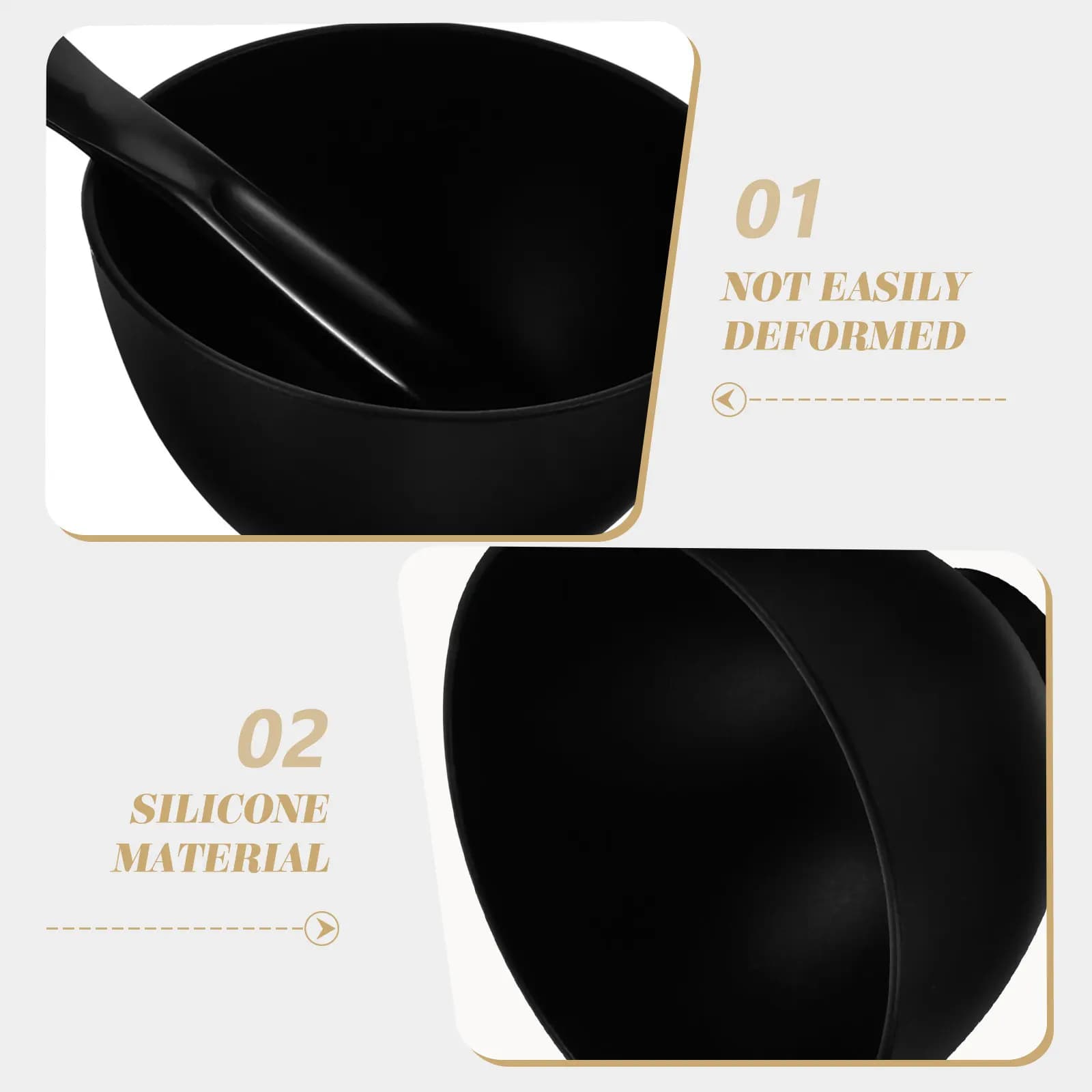 Silicone Facial Set Black Beauty Facial Mask Applicator Mixing Supplies Applicator Salon Silicone Bowls DIY Tools