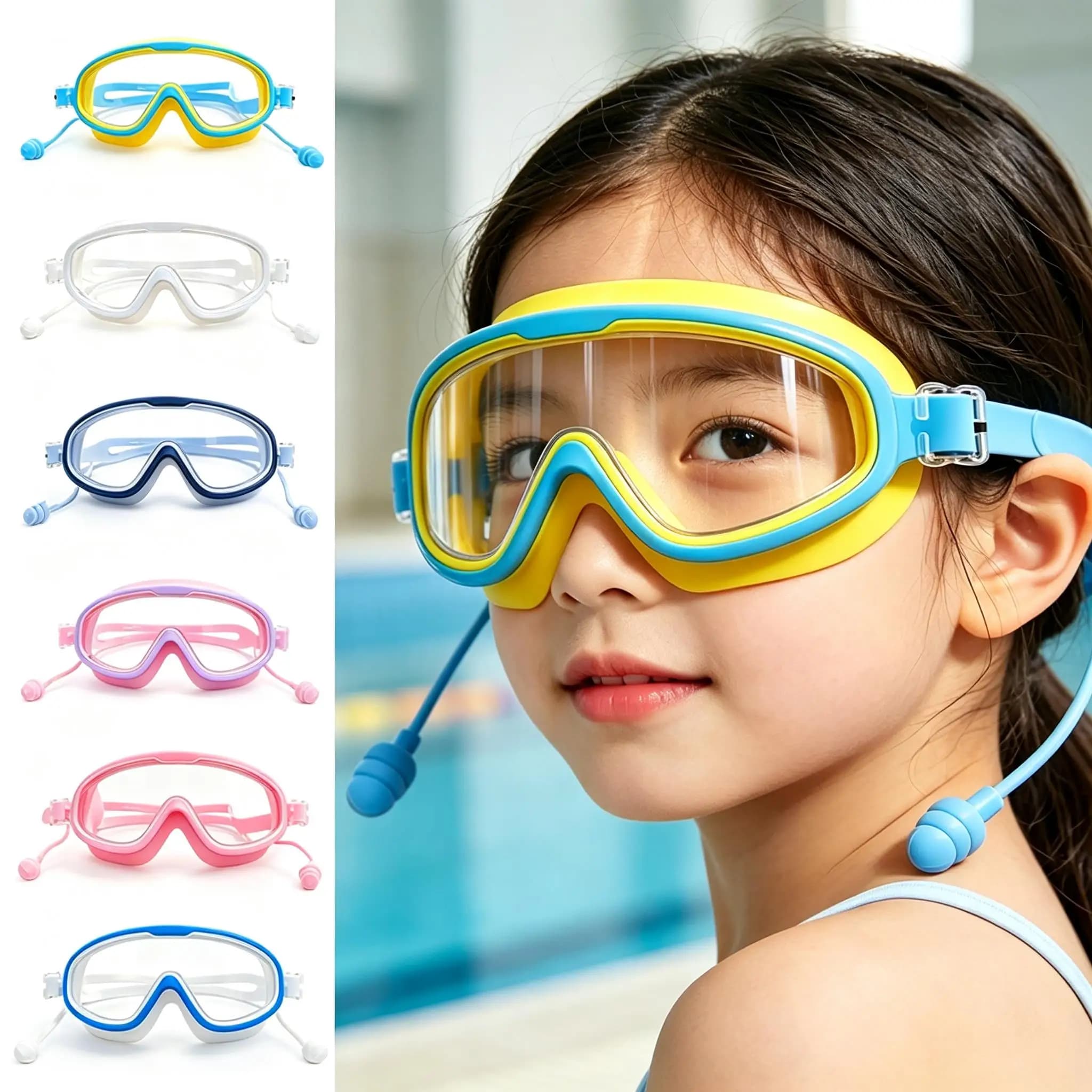 Unisex Kids Diving Goggles High‑Elastic Strap Adjustable Buckle,1/2PC Optional for Kids Family Trip Pool Play