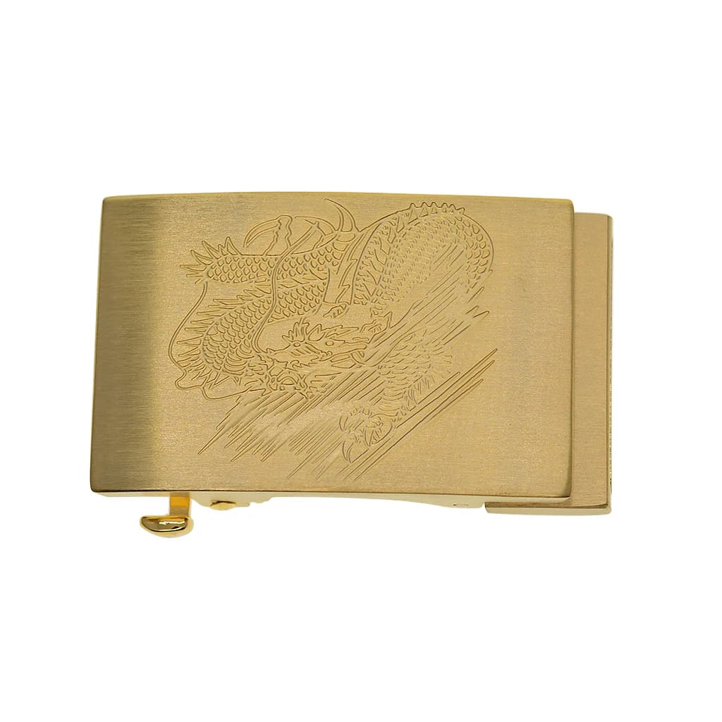 Fibbia per cintura con chiusura automatica realizzata in ottone per cintura da 1,5 pollici Modello drago intagliato al laser 3D