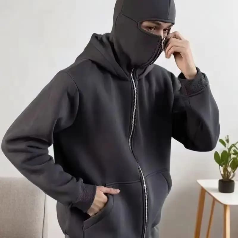 Felpa con cappuccio da esterno per moto per uomo/donna Felpa ispessita casual a doppio cappuccio con giacca antivento da ciclismo con tasca con cerniera