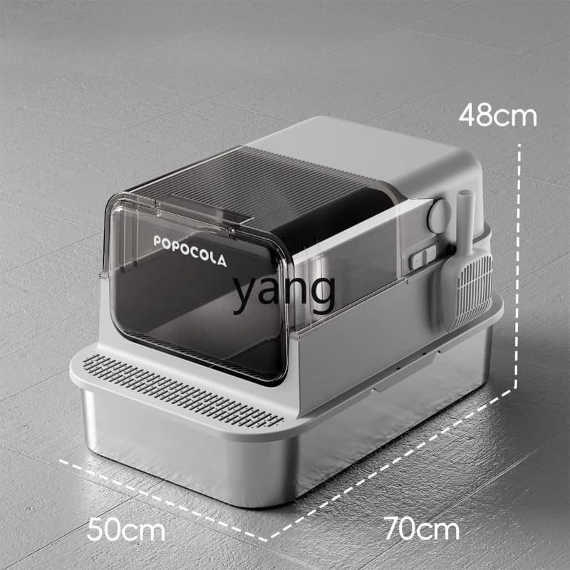 Scatola per lettiera per gatti in acciaio inossidabile TGF, deodorante oversize, toilette per gatti completamente chiusa e antispruzzo