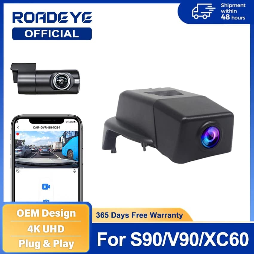 4K UHD Visione Notturna Auto DVR Wifi Dash Cam Videoregistratore Facile Installazione per Volvo S90 V90 XC60 2018 2019 2020 2021