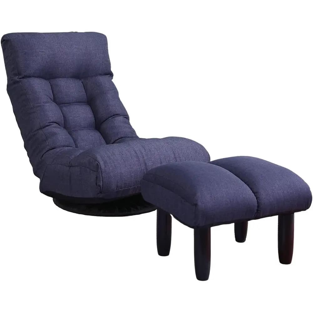 360-Degree Swivel Ergonomic Gaming Chair with Adjustable Backrest and Cushioned Seat for Teens and Adults in Navy Blue
