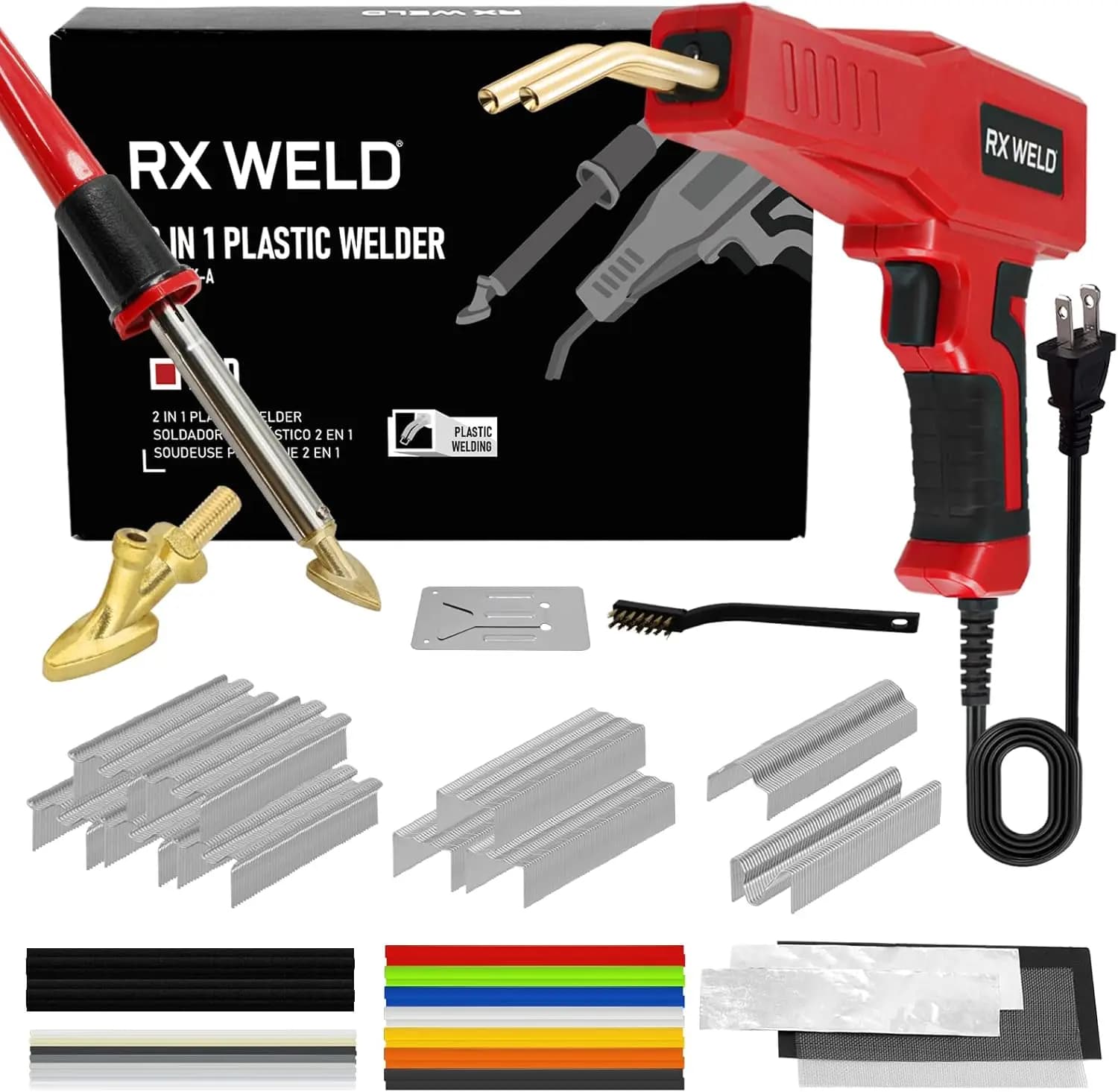 Saldatore per Plastica, Kit di Saldatura 2 in 1, Set di Riparazione con 1000 Graffette a Caldo per Crepe nei Paraurti Auto