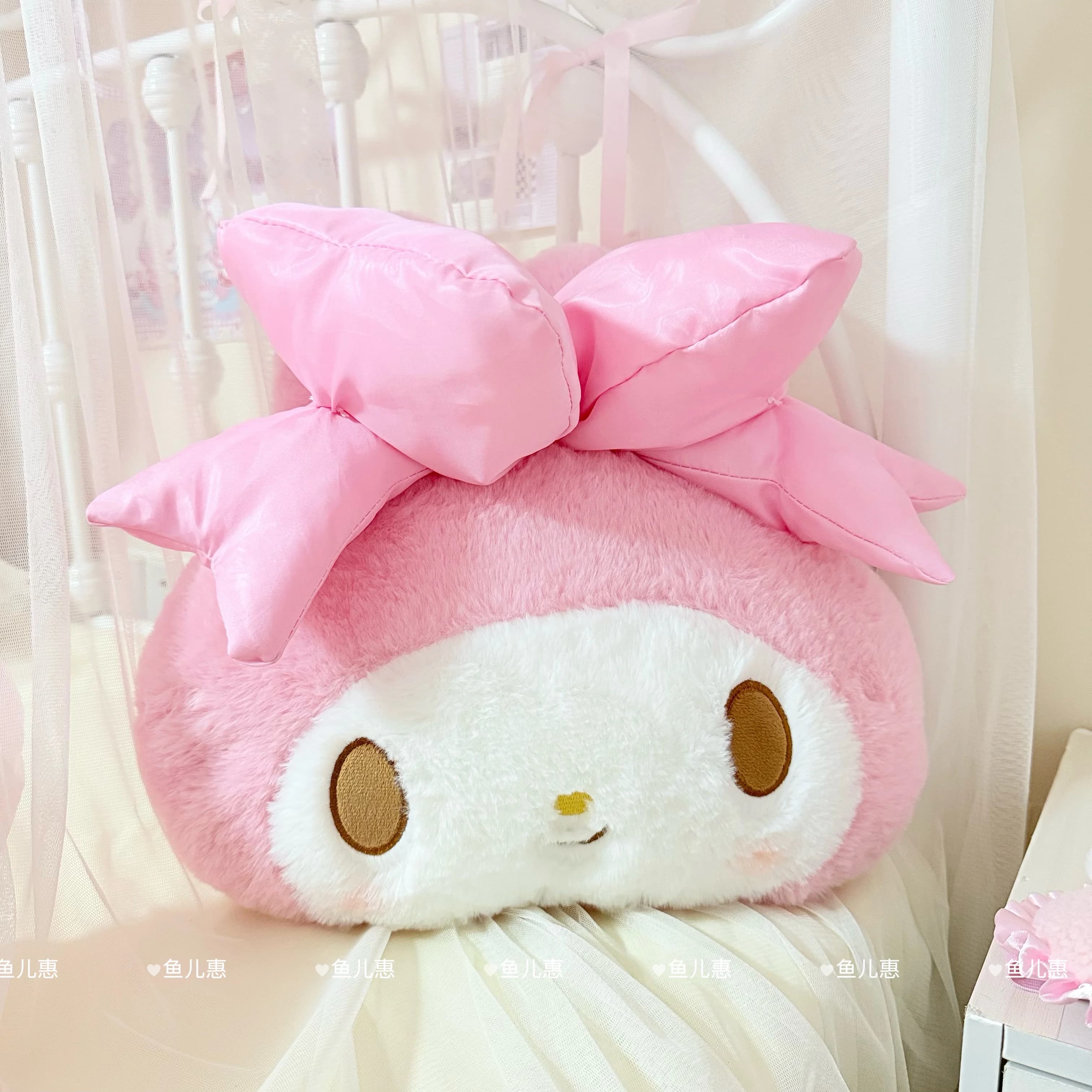 Sanrio My Melody Cartoon Plushies Bella farcita Anime Kawaii Peluche Cuscino posteriore Poggiatesta Accessori per auto Copricintura di sicurezza