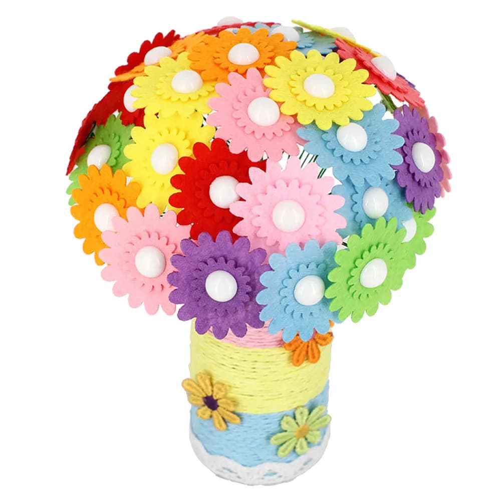 1Pcs Educational Button Bouquet DIY Kit Childrens Handcraft Activity Stimulates Intellectual Physical Development Bright Color