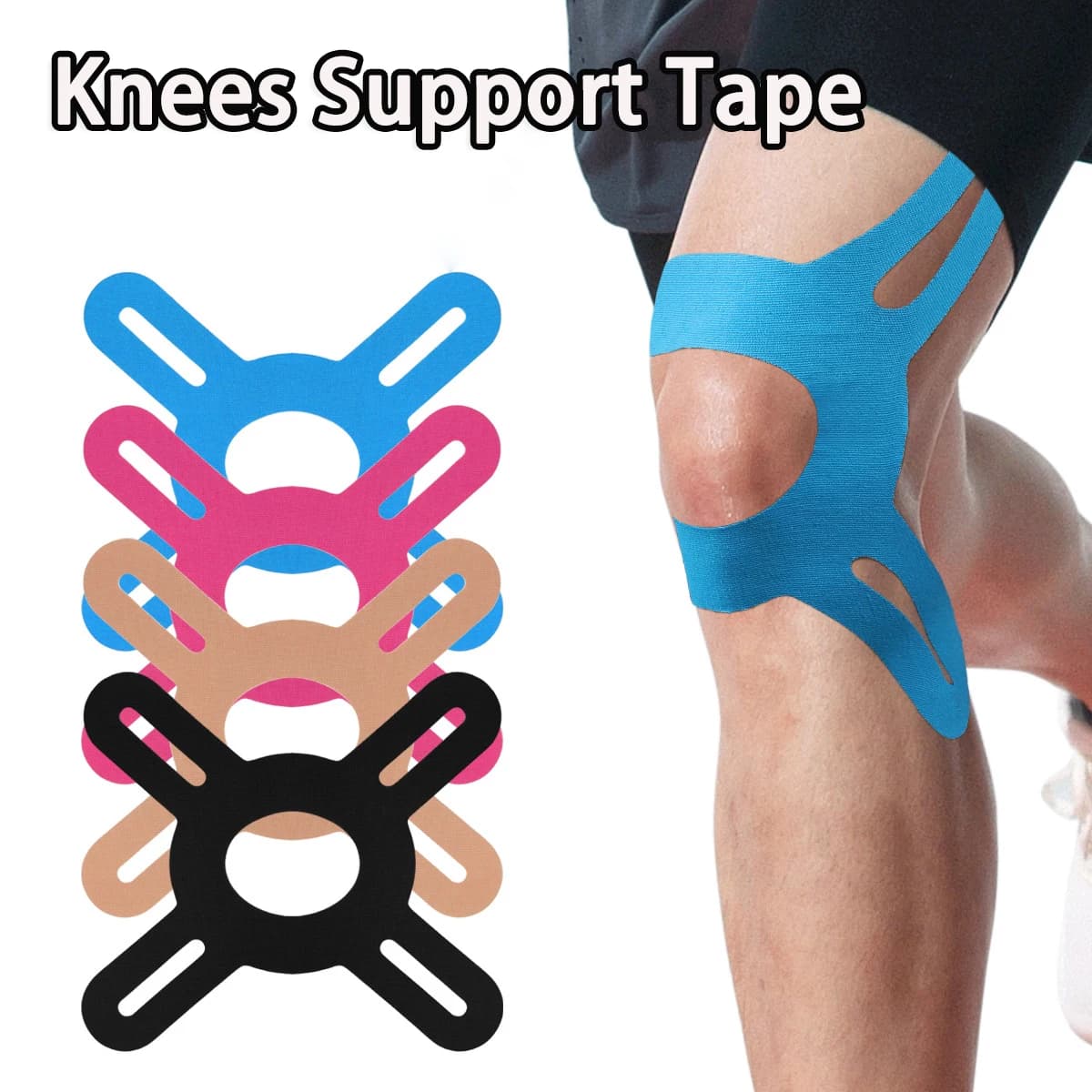 Nastro kinesiologico professionale per supporto per ginocchia Nastro cinetico Nastri di supporto muscolare traspirante Benda per ginocchio Sollievo dal dolore impermeabile