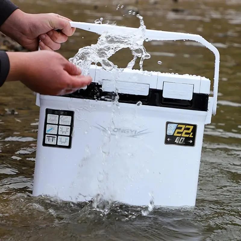 22L Fishing Cooler Box Fishing Live Bait Cooler Tackle Box Fish Lure Box Case for Camping Refrigeration Box for Heat Conservation