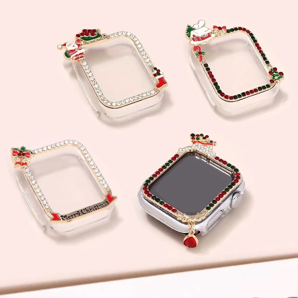 Custodia protettiva natalizia per smartwatch con protezione per lo schermo - resistente ai graffi, guscio rigido in PC per Apple Watch, non impermeabile