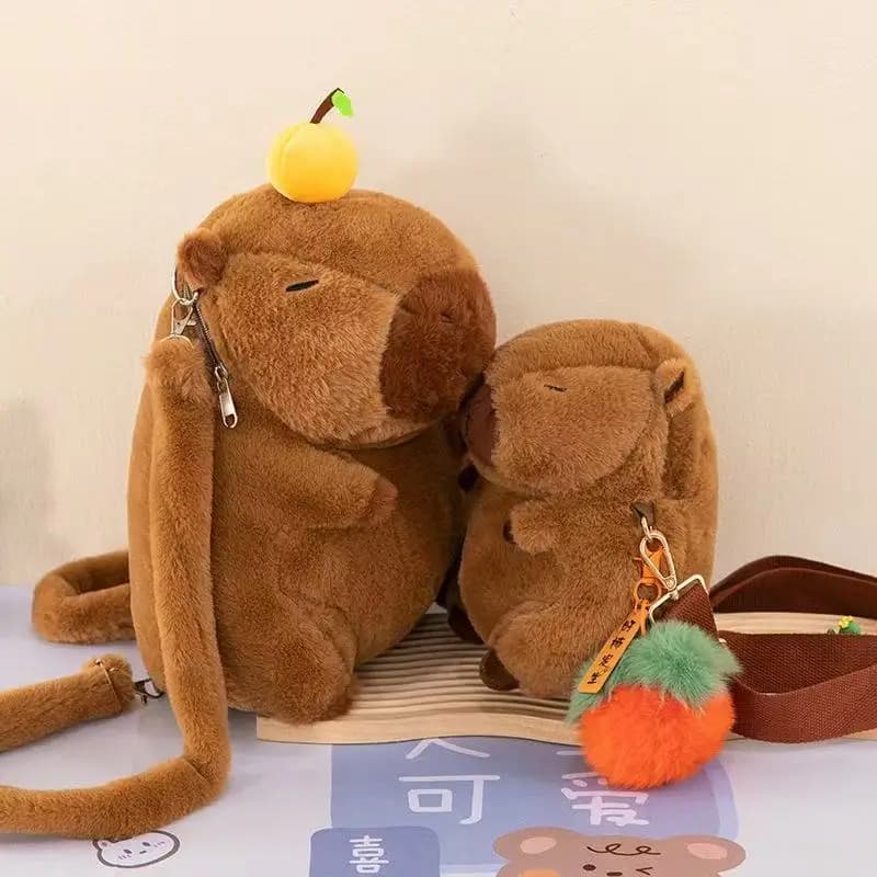 Simpatico zaino capibara in morbido peluche per ragazza, borsa a tracolla alla moda per donna, borsa a tracolla Kawaii per regali per bambini per la fidanzata