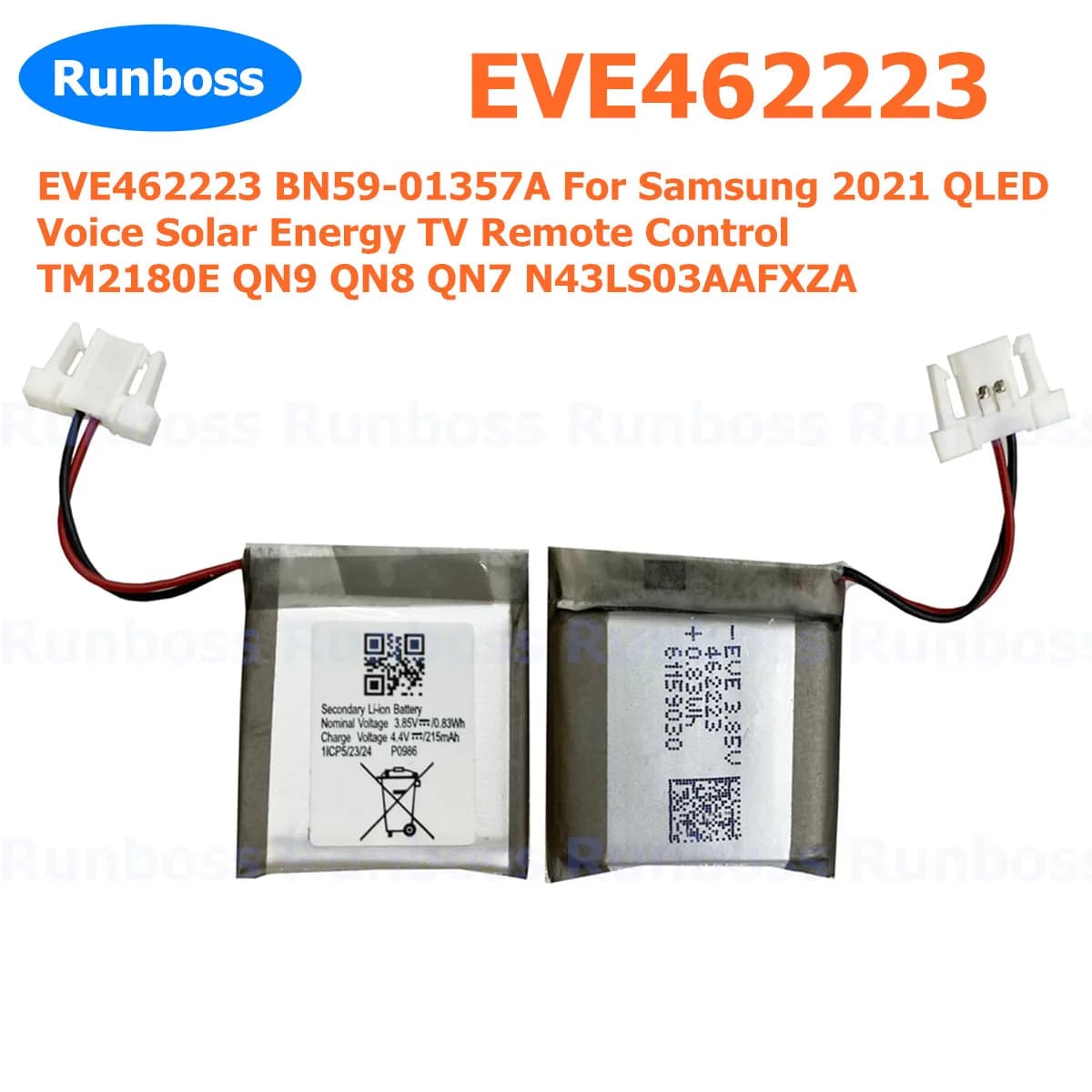 Batteria 215mAh 462223 BN59-01357A Per Samsung 2021 QLED Voce Energia Solare TV Telecomando TM2180E QN9 QN8 QN7 N43LS03AAFXZA