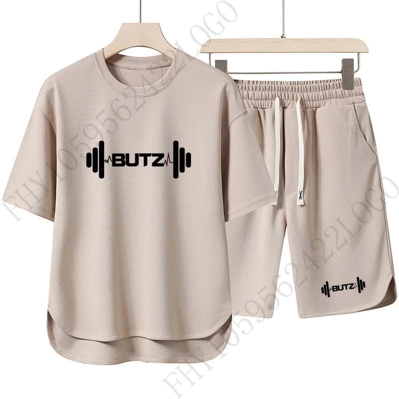 Complete for summer man 2026 new, casual, crew neck, comfortable for outdoor, top and casual sports shorts, set two pieces