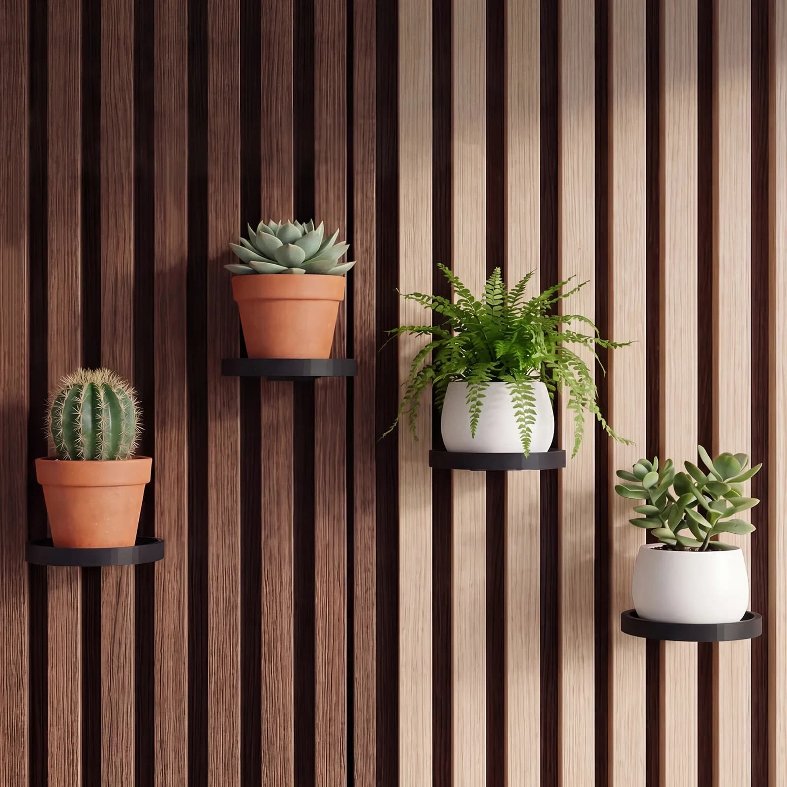 4 Pezzi Supporti per Piante Acustici Neri Rotondi/Quadrati Senza Foratura, Vaso per Fiori con Pannello Acustico, Staffa per Mensola Flottante