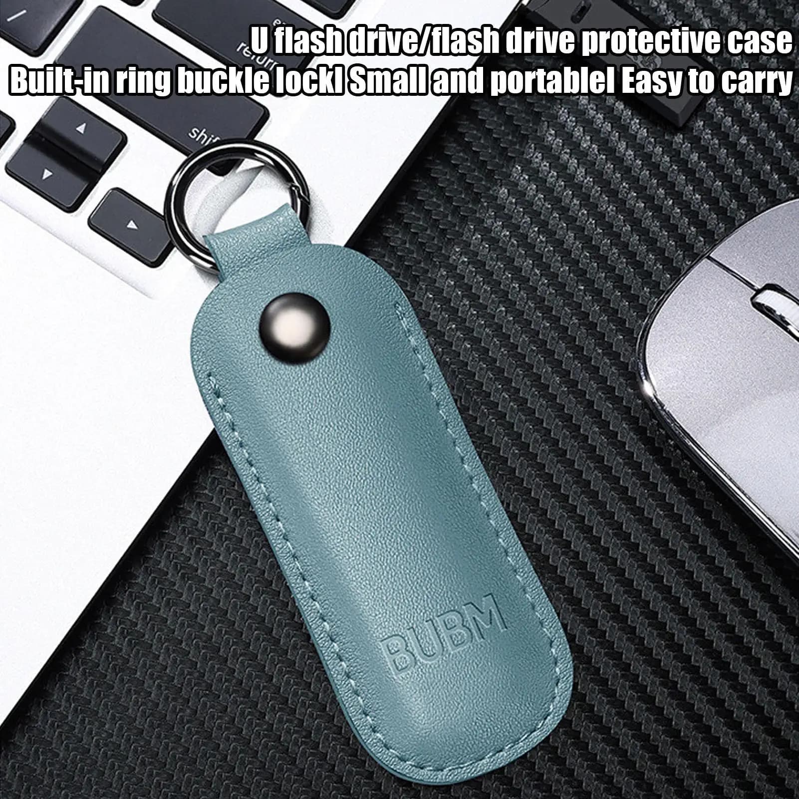 Custodia in Pelle per Chiavetta USB, Protezione Anti-Smarrimento, Borsa Portaoggetti per Chiavetta USB con Portachiavi, Accessori Digitali