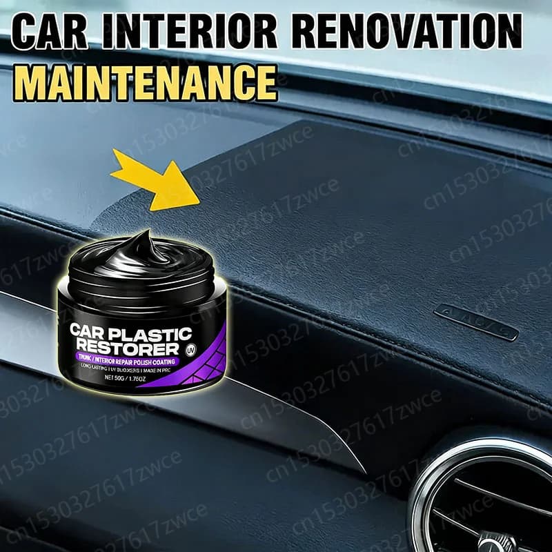 Rinnovatore per plastica auto, lucidante, cristallino, per pelle e pannelli auto, agente di rivestimento in cera, ripristina la lucentezza nera, lucidante.