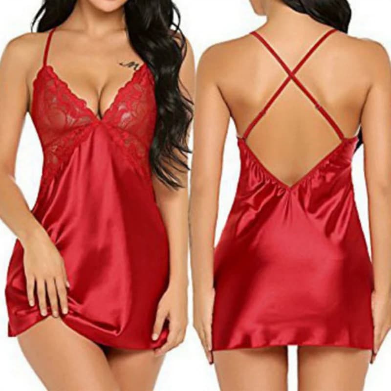 Biancheria da notte sexy da donna in pizzo con fionda, vestaglia da notte, babydoll, attraente indumenti da notte sexy, affascinante abito da notte S-2XL