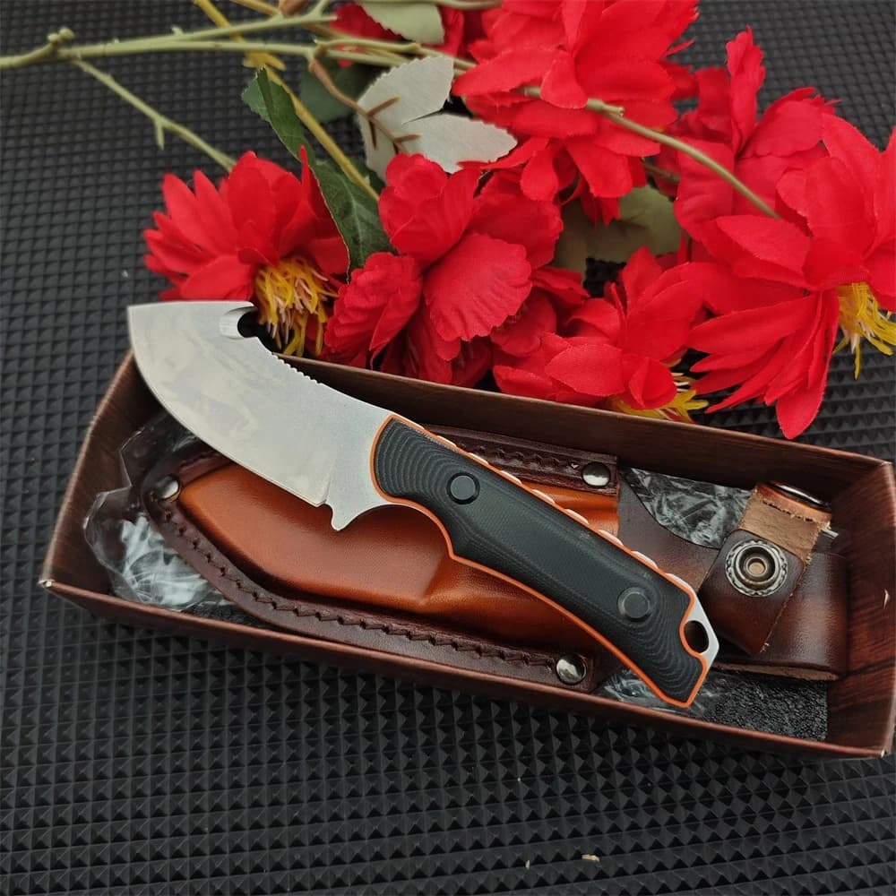 Coltello EDC con Manico Bicolore in G10, Lama in 8Cr13Mov, Coltello Multifunzionale per Arrampicata, Campeggio e Regali