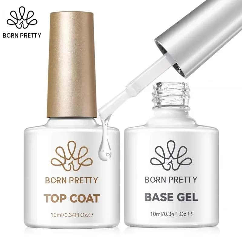 BORN PRETTY Super Top Coat e Base Gel per Smalto Semipermanente, Vernice in Gomma 10ml, Accessori per Unghie