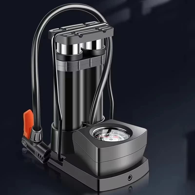 Pompa a pedale per bicicletta per impieghi gravosi con manometro, pompa ad aria portatile ad alta pressione per pneumatici di bici e auto, gonfiaggio rapido