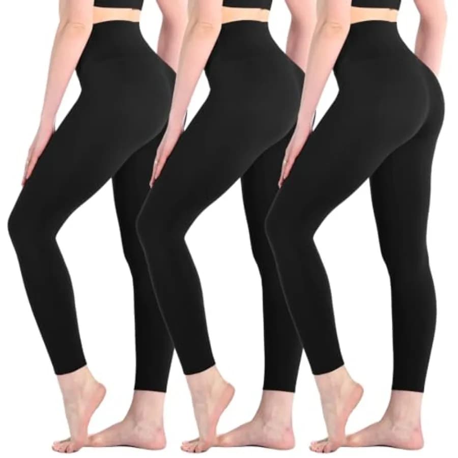 Leafigure Confezione da 3 leggings da donna a vita alta, morbidi e soffici, per yoga, allenamento, corsa, palestra, atletica
