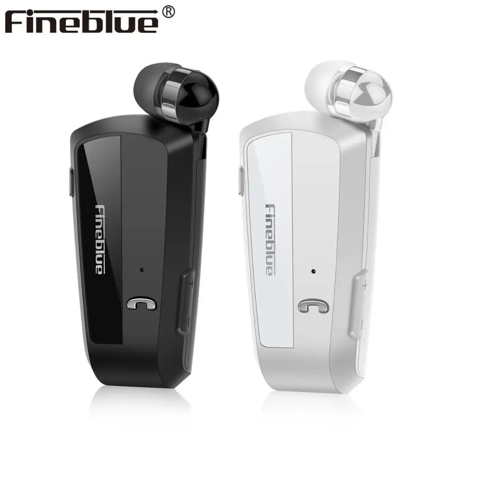 Auricolari wireless Fineblue F990+ Bluetooth 5.4 con cavo retrattile, vibrazione per avviso di chiamata, cuffie sportive in-ear.