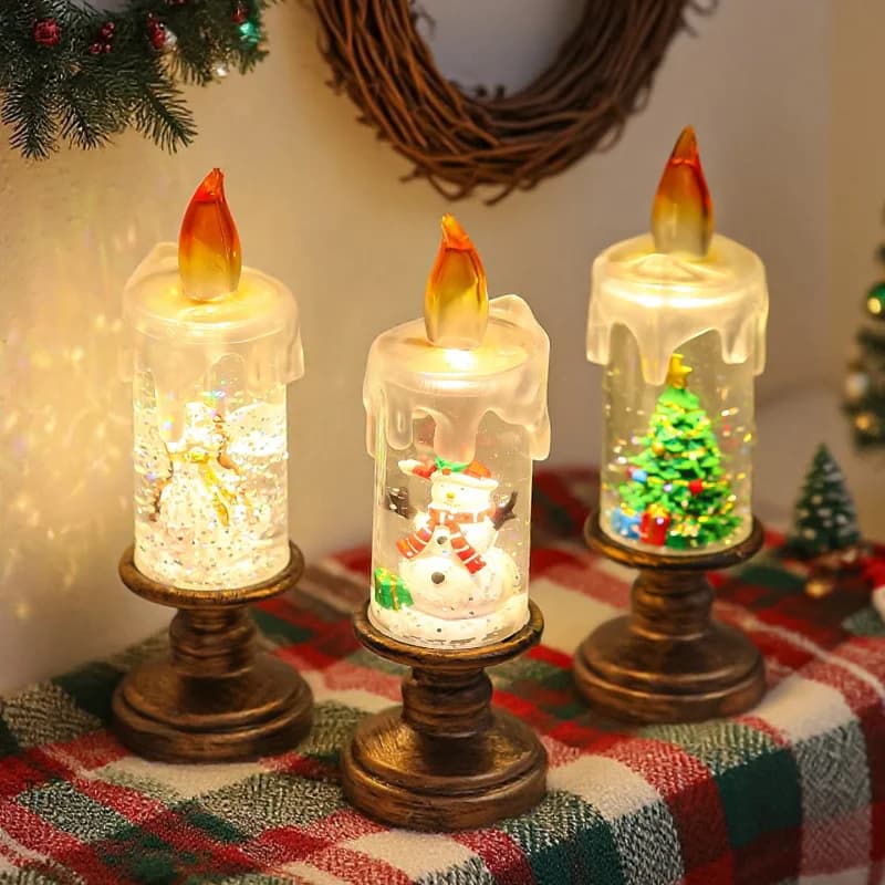 3 luci decorative natalizie a lume di candela, luci a fiocco di neve, luci a sfera di cristallo natalizie, regali di Natale creativi