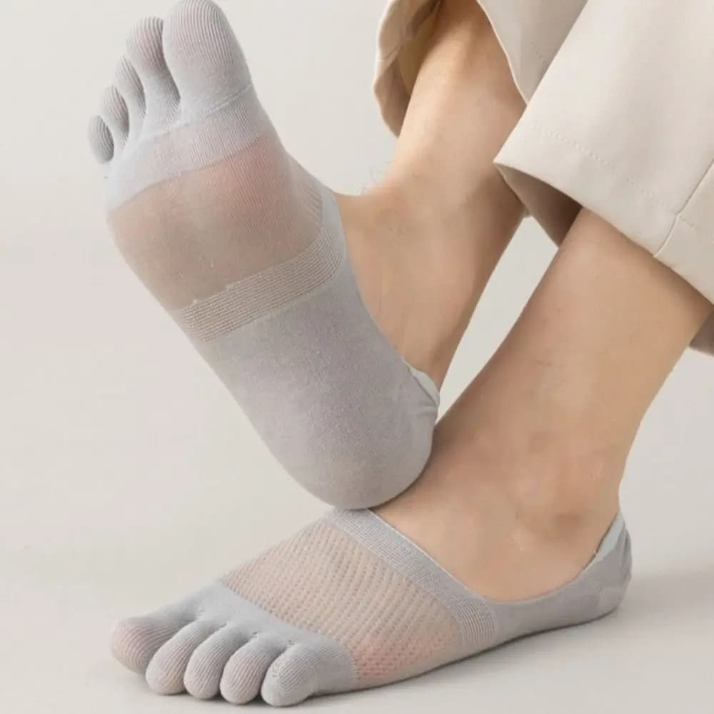 Ultra-thin Hosiery Men's Five Finger Socks Sweat-Absorbent Separate Fingers Five Toe Boat Socks Mesh Low Cut Mulberry Silk