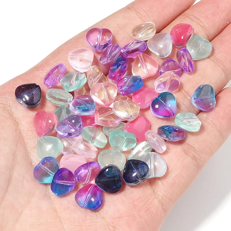 30-50 pz/lotto 8/10mm Cuore di Amore Perline di Murano di Vetro Ceco Branelli Allentati Del Distanziatore per Orecchini FAI DA TE Collana Creazione di Gioielli accessori