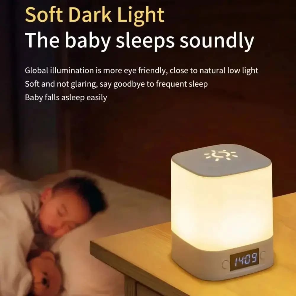 Lampada Notturna LED Portatile con Sensore Touch, Luce Dimmerabile, Orologio e Telecomando, Display Orario, Lampada da Scrivania