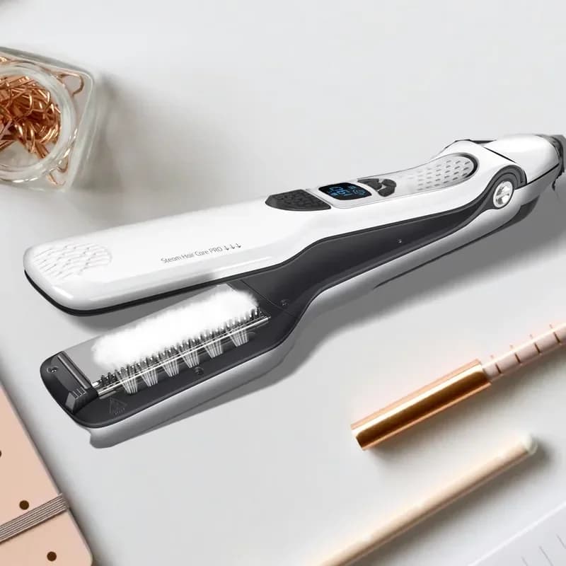 Professional Hair Straightener Heating Hot Hair Combs Dual Voltage Titanium Curling Iron Steam Flat Iron Hair Wide Plates