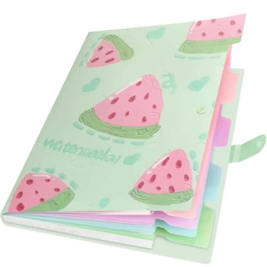 Cute Expanding File Folder Fruit Series - 5 Pockets Accordion Document Organizer, Waterproof Poly Plastic, A4/Letter Size for S