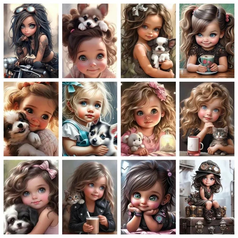 2026 Kit Fai da Te Pittura Diamante 5D Ritratto Ragazza Mosaico Punto Croce 30x40cm Ricamo con Diamanti Rotondi in Offerta Regalo Cane Fatto a Mano