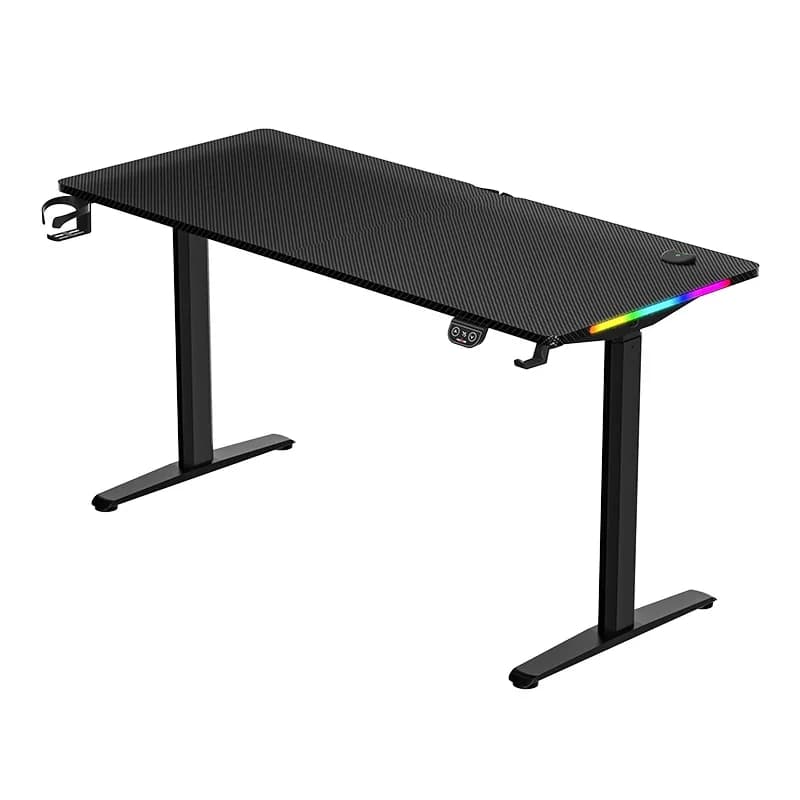 s # A 2024 QB Scrivania da gioco ad altezza regolabile RGB Light Racing PC Computer elettrico Tavolo da gioco con superficie in fibra di carbonio con LED Li