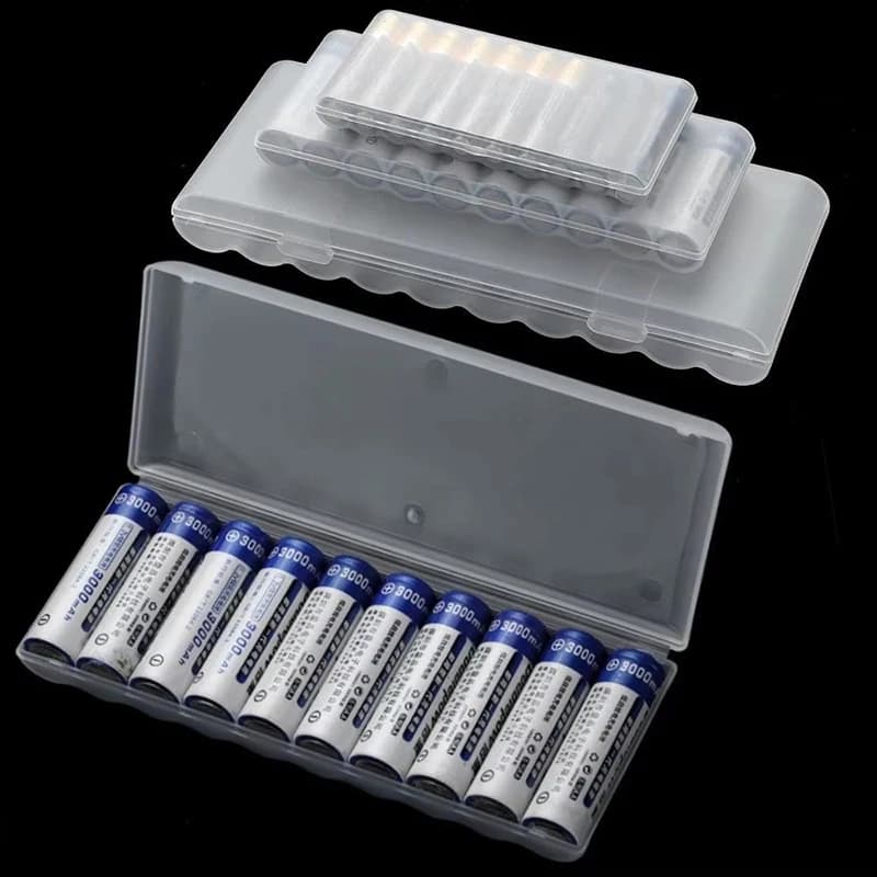 Scatola di immagazzinaggio della batteria della custodia portatile del contenitore di plastica dura da 10 slot per gli accessori del contenitore della scatola dell'organizzatore della batteria AAA/AA/18650
