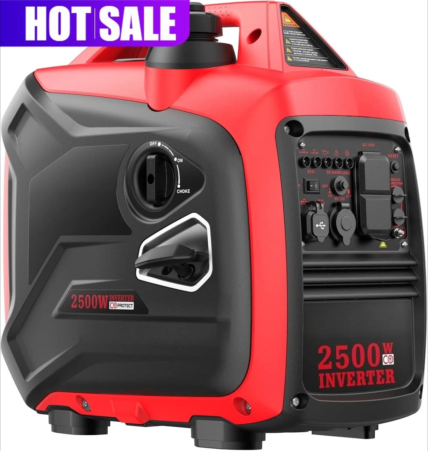Generatore Inverter Portatile a Gas da 2500 Watt, con Sensore CO, Super Silenzioso per Backup Domestico, Emergenze, Campeggio, Conforme EPA