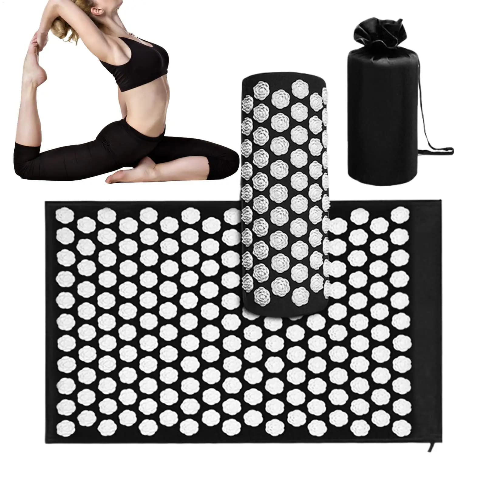 Massage mat for bed, neck, waist, pendant massager, anti-slip base, pink structure, back massage mat, yoga, to relieve tension and stress