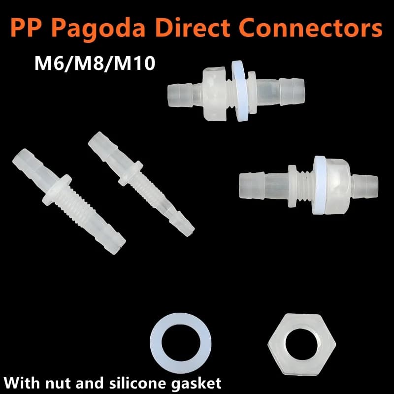 5 ~ 50PCS M6 ~ M10 A 3 ~ 8mm PP Pagoda Connettori diretti Acquario Serbatoio Giardino Sistema di irrigazione Giunti per tubi flessibili Dado esagonale Guarnizione in silicone