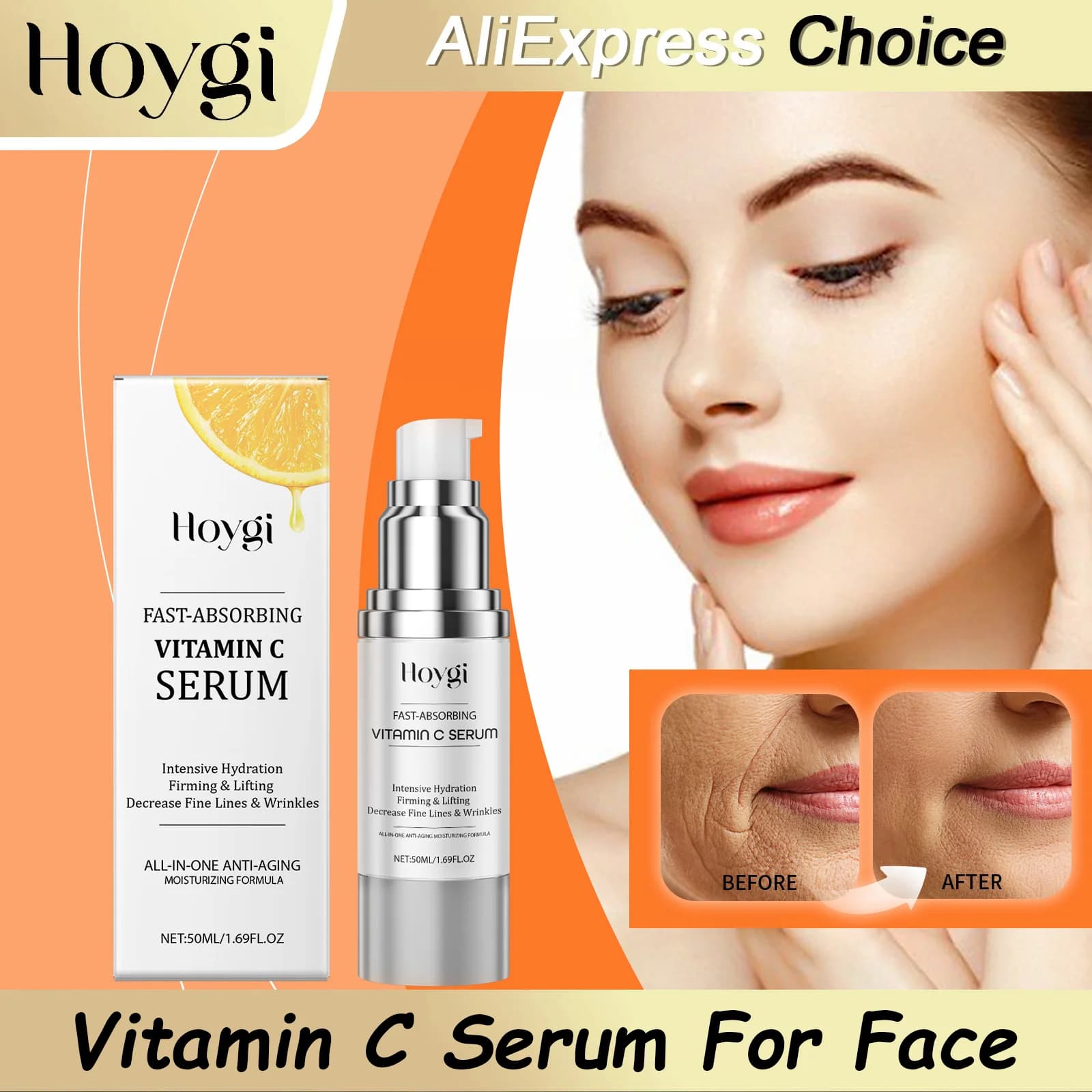 HOYGI Siero Viso Illuminating to Vitamin C and Hyaluronic Acid for Scure Skins, Careful Sottil Rugs, Hydrating and Opache Skin Repairer