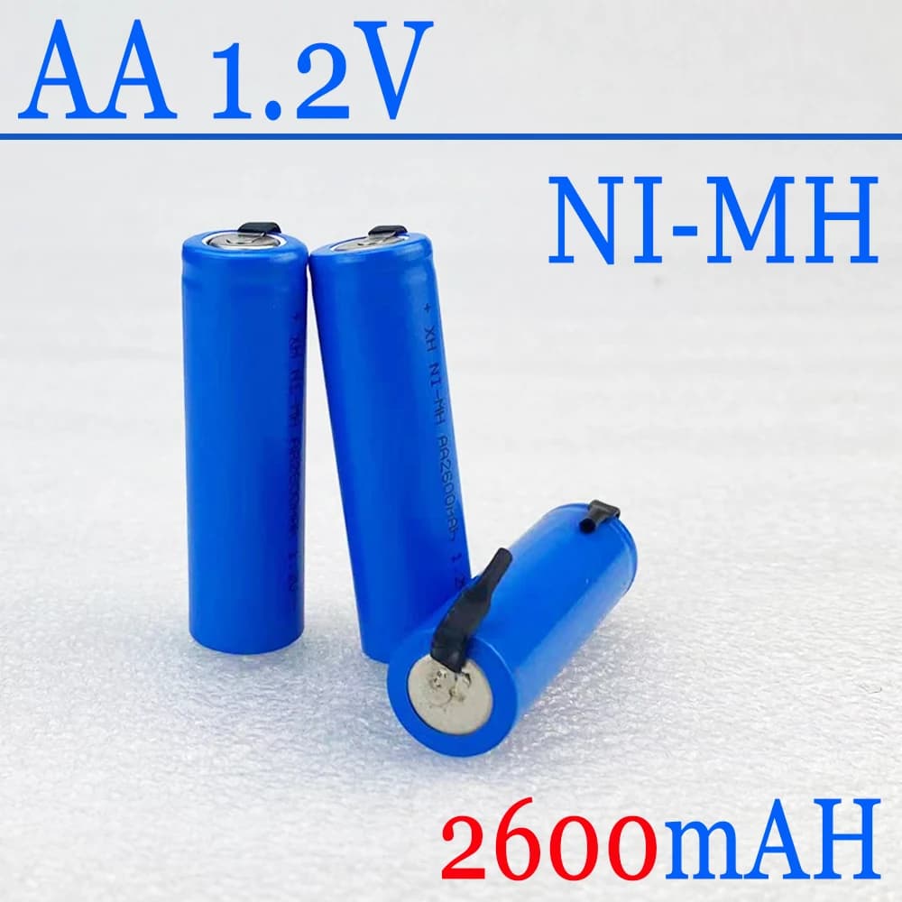 Batteria ricaricabile AA 1.2V 2600mah AA NiMH Batteria originale con pin di saldatura per rasoi elettrici fai-da-te, spazzolini da denti, giocattoli