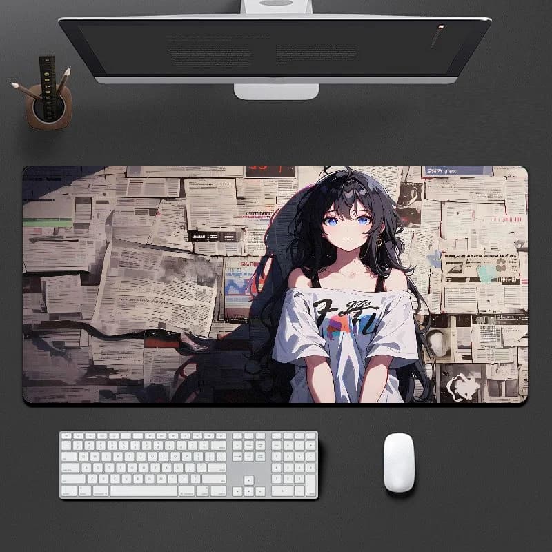 VIKAMA Summer Beach Anime Girl Extended Mouse Pad, Non Slip Waterproof Large Desk Pad for Laptop Gaming Work