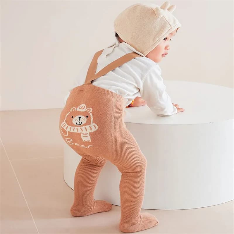 Collant per neonato Lawadka per ragazze collant morbidi per bambina Leggings Casual per neonato con tracolla lavorata a maglia attillata
