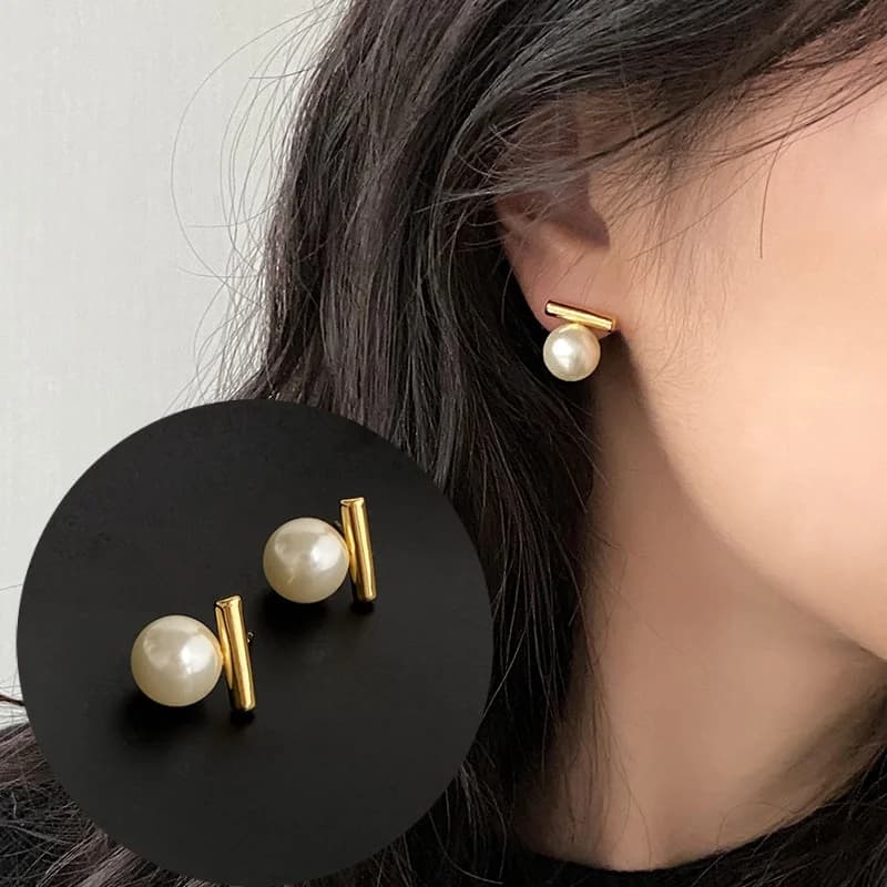 Nuovi orecchini semplici in metallo con perle finte per donna, orecchini alla moda, accessori per feste, gioielli, regali